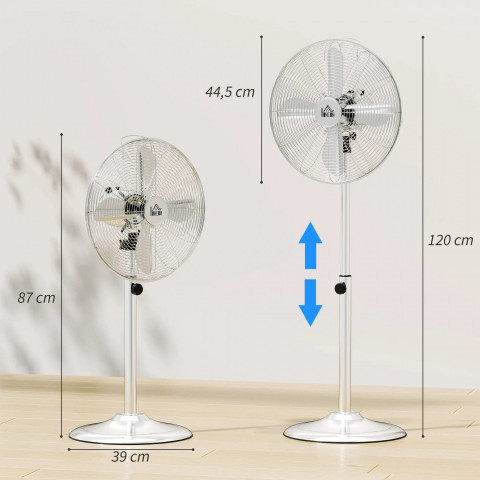 Výškově nastavitelný ventilátor 120 cm | stříbrný č.4