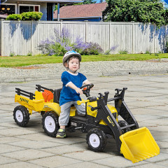 Šlapací traktor s nakladačem a přívěsem od 3 let| žlutý č.1