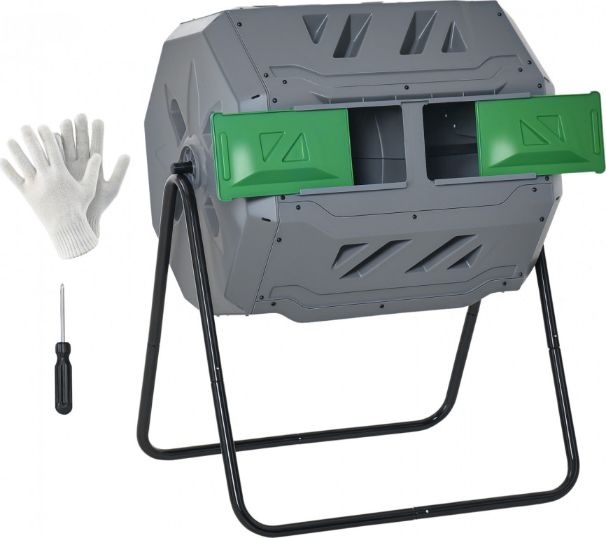 Bubnový kompostér 160 l se 2 komorami | šedý