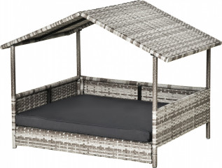Ratanový domeček pro mazlíčky 98x69x70 cm | šedý č.1