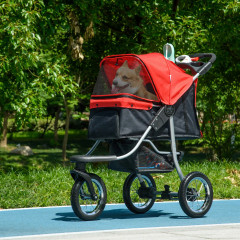 Skládací kočárek pro zvířata 109,5x54,5x106,5 cm | červený+černý č.2
