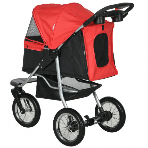 Skládací kočárek pro zvířata 109,5x54,5x106,5 cm | červený+černý č.5