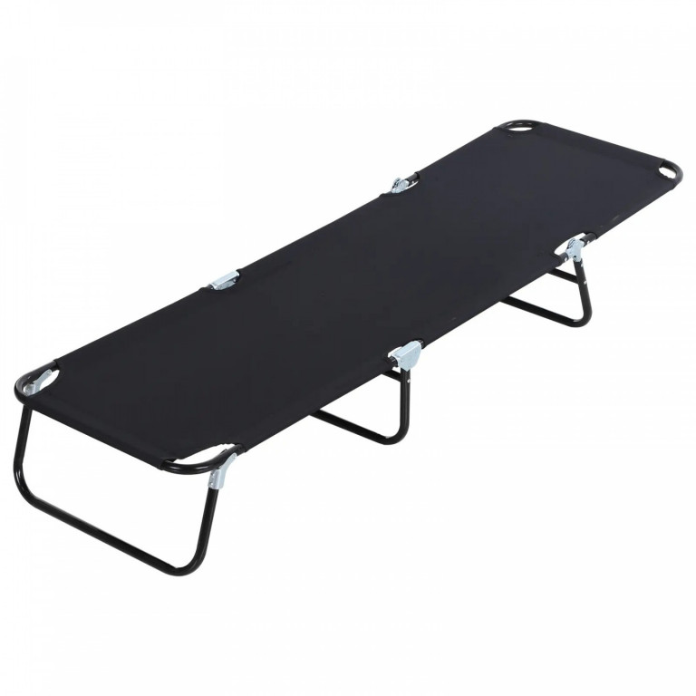 Zahradní lehátko s nastavitelným opěradlem, 188 x 56 x 28 cm | černé