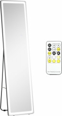 Volně stojící zrcadlo 2v1, 40 x 37 x 156,5 cm | stříbrné a černé č.1