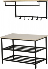 Sada věšáku a lavice do předsíně | přírodní a černá č.1