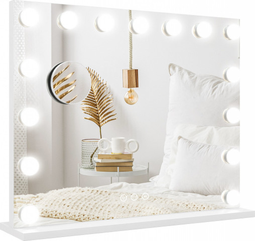 Hollywoodské zrcadlo s osvětlením, 58 x 48 x 14 cm | bílé č.3
