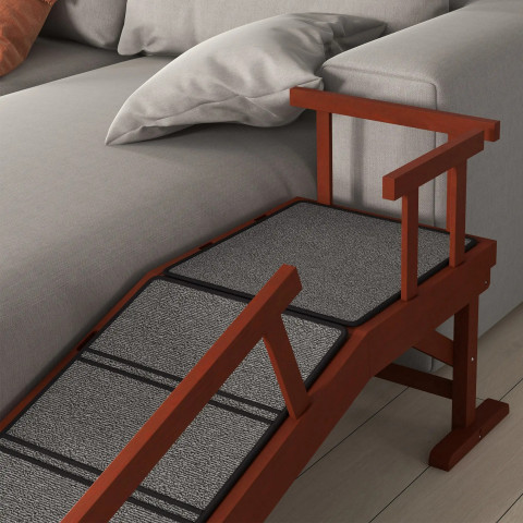 Rampa pro domácí mazlíčky s odnímatelným zábradlím 125 x 40 x 56 cm | šedá č.2