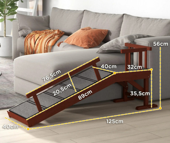 Rampa pro domácí mazlíčky s odnímatelným zábradlím 125 x 40 x 56 cm | šedá č.3