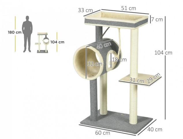 Škrabadlo pro kočky, 104 cm | šedé č.4