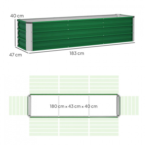 Zahradní truhlík 183x47x40cm | zelený č.4
