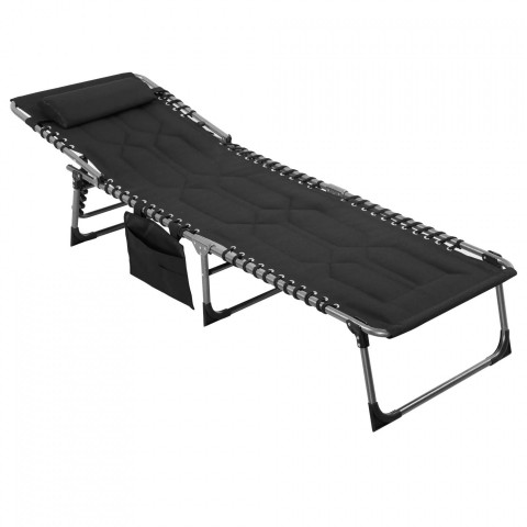 Skládací zahradní lehátko, 188 x 57 x 30 cm | černé č.6