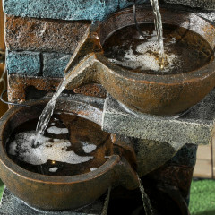 Solární zahradní fontána, 37x35x107 cm | šedá + hnědá č.2