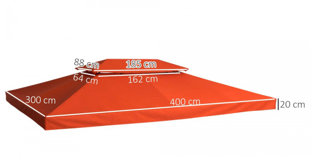 Náhradní střecha pro kovový altán 4x3 m | rezavě červená č.5
