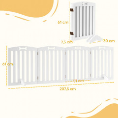 Volně stojící zábrana pro psy 207,5 x 30 x 61 cm | bílá č.2