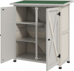 Dřevěná skříň na nářadí s asfaltovou střechou 110 x 55 x 117 | Světle šedá č.1