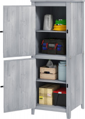 Dřevěná zahradní skříňka na nářadí s uzamykatelnými dveřmi 60 x 60 x 160 cm|světle šedá č.1