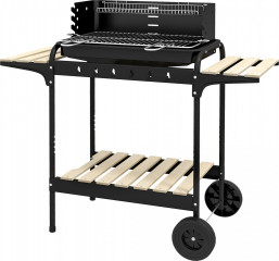 Kovový gril na dřevěné uhlí | černý + přírodní č.1