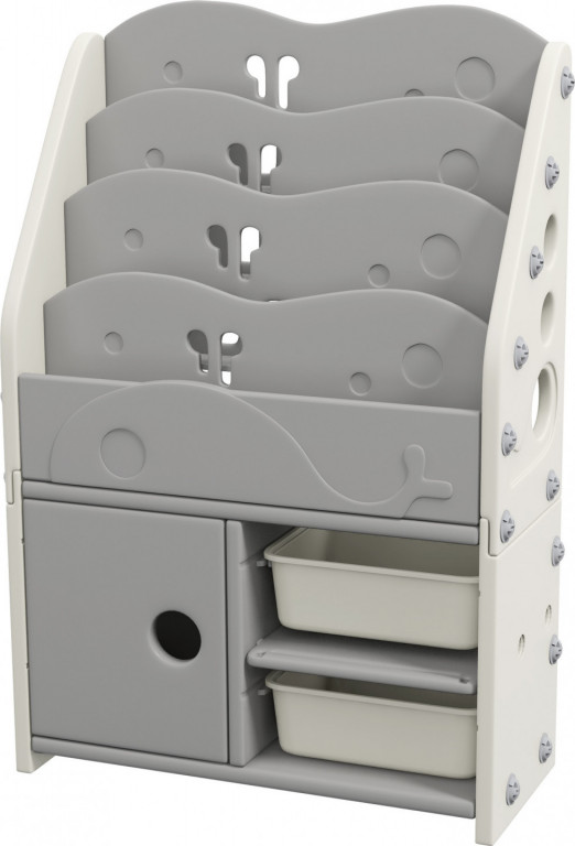 Dětský regál se 2 úložnými boxy | světle šedý