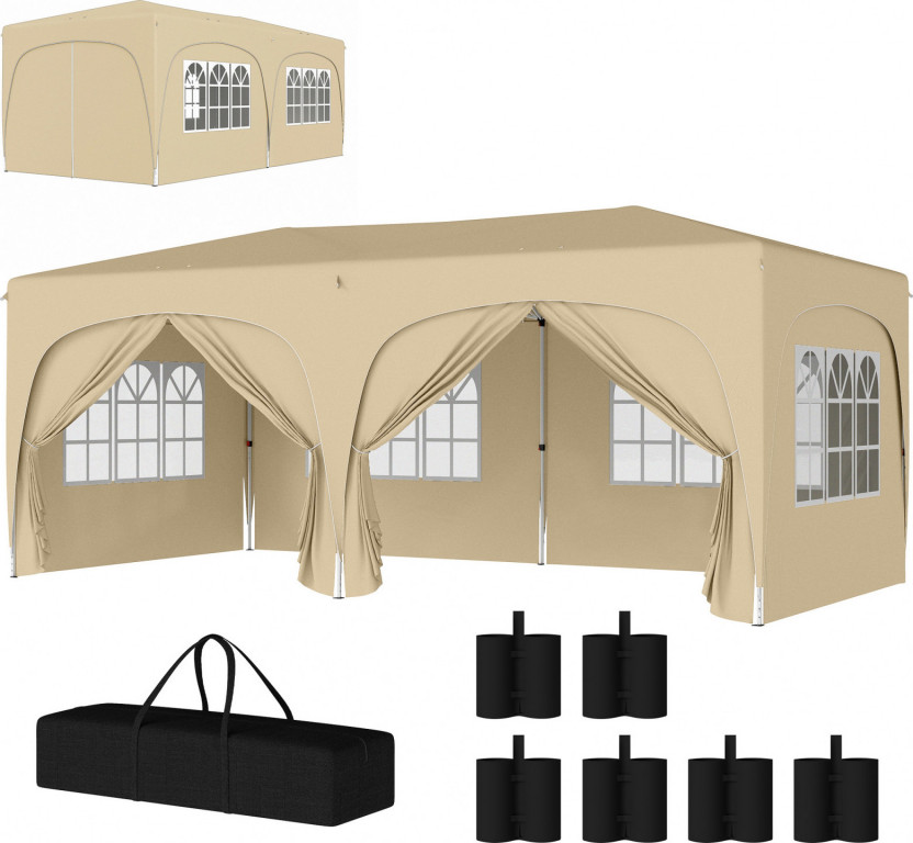 Zahradní skládací altán, 3 x 6 m | pískový