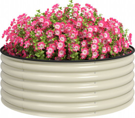 Vyvýšený ocelový záhon, 120 x 120 x 43 cm | krémově bílý č.1