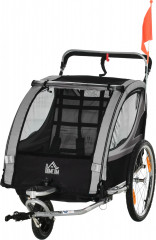 Přívěsný dětský vozík za kolo 2v1, 142 x 75 x 101 cm | šedý č.1