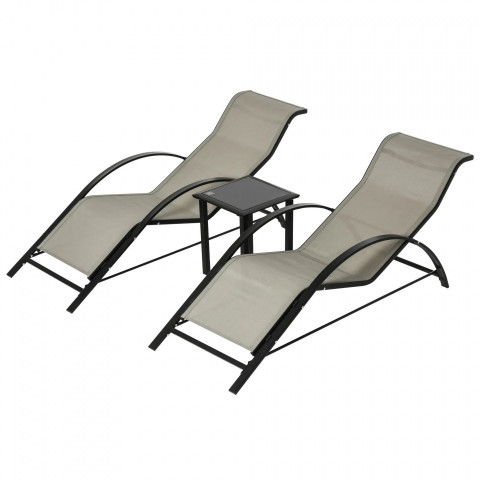Zahradní sada lehátek | šedá + černá č.10