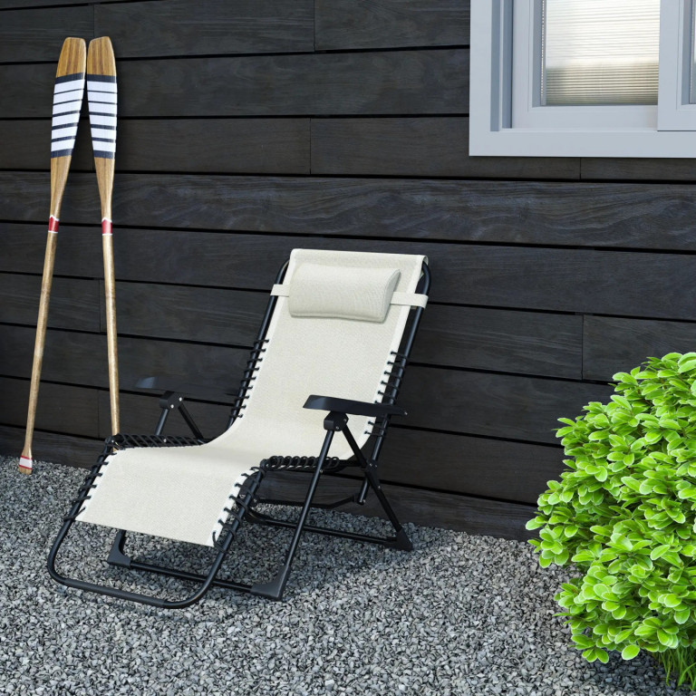 Skládací lehátko s opěrkou hlavy | béžová