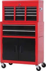 Dílenský vozík se 6 zásuvkami, 61,6 x 33 x 108 cm | červený + černý č.1
