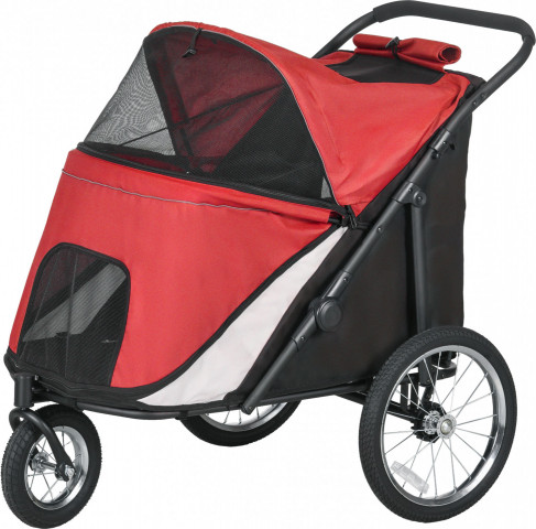 Skládací kočárek pro psy do 30 kg | červený č.2