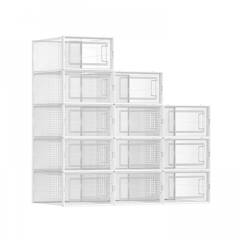 Sada 12 boxů na boty | průhledná bílá č.4