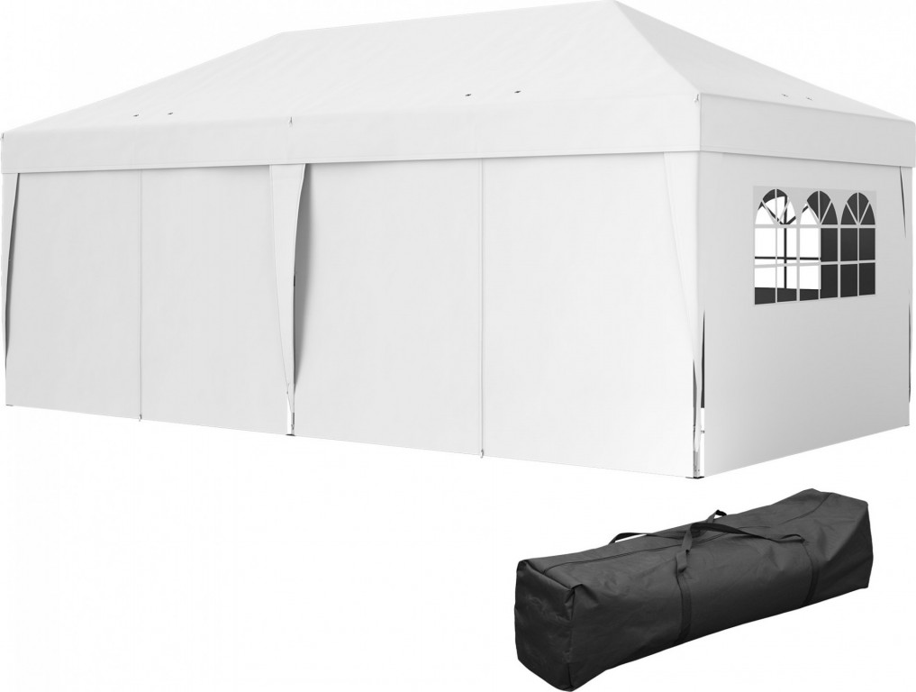 Skládací zahradní altán, 590 x 295 x 285 cm | bílý