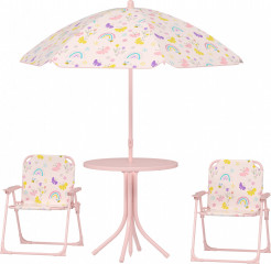 Dětský zahradní nábytek se slunečníkem | růžový č.1