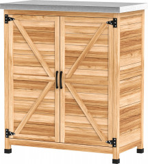 Zahradní skříňka ze smrkového dřeva a pozinkované oceli, 79 x 43 x 92 cm | přírodní č.1