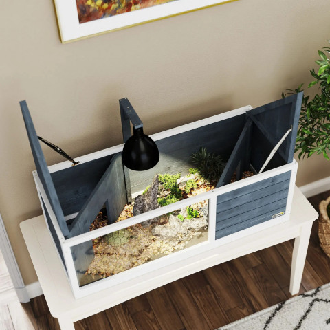 Dřevěný výběh pro želvy, 120 x 50 x 40 cm | šedý č.3
