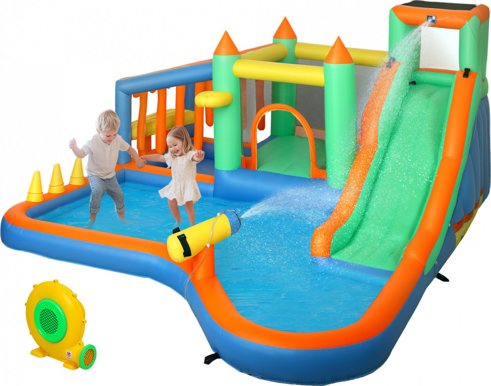 Nafukovací skákací hrad s brouzdalištěm, 416 x 370 x 195 cm | vícebarevný