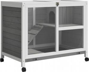 Pojízdná králíkárna 91,5 x 53,3 x 73 cm | šedá č.1