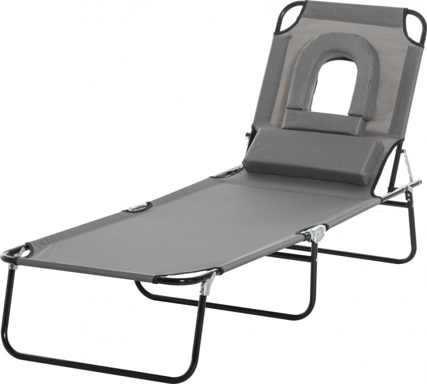 Zahradní lehátko s okénkem na čtení | šedé