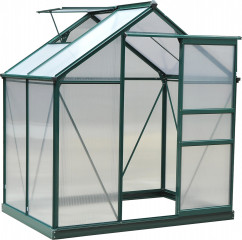 Polykarbonátový skleník se střešním oknem, 190 x 132 x 201 cm | zelený + transparentní č.1
