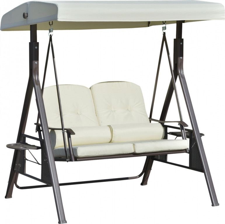 Zahradní třímístná houpačka 162 x 118 x 173 cm | béžová