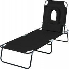 Zahradní lehátko s okénkem na čtení | černé č.1