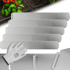 Sada 10 kovových lemů na záhony 10 m x 14 cm | stříbrná Sada 10 kovových lemů na záhony 10 m x 14 cm | stříbrná