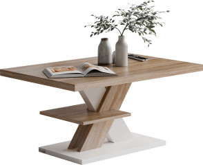 Konferenční stolek Detroit 90x60x45cm | White/Sonoma Dub č.1