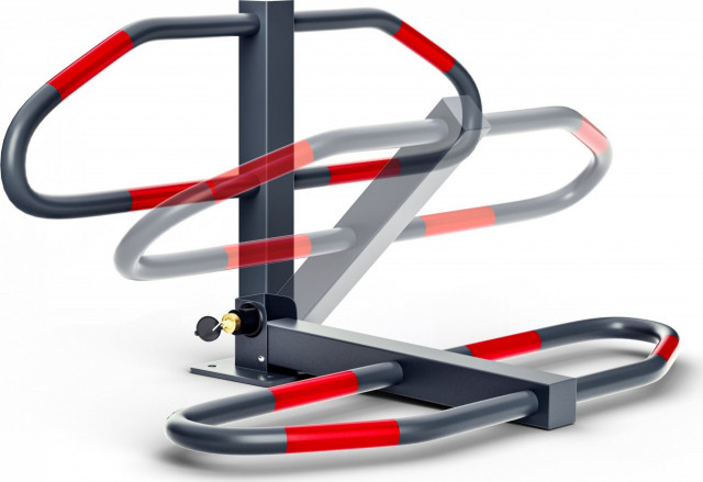 Skládací parkovací zábrana z robustní oceli | Šedá / Červená č.5