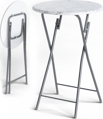 Skládací sada 2 barových stolů Ø60cm |bilý mramor č.1