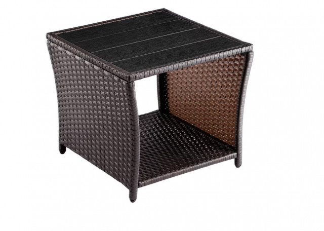 Polyratanový odkládací stolek Vedis 45x45x40cm | hnědá č.2