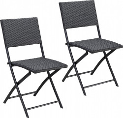 Skládací židle Rome z polyratanu, sada 2 ks| černá Skládací židle Rome z polyratanu, sada 2 ks| černá