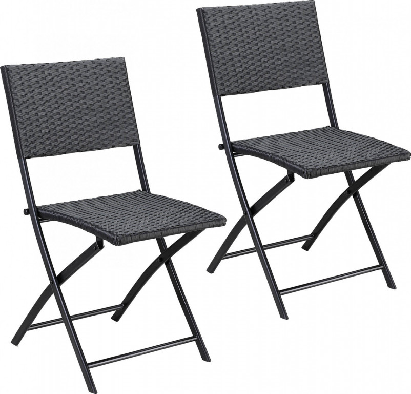 Skládací židle Rome z polyratanu, sada 2 ks| černá