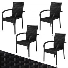 Stohovací židle z polyratanu Comfort sada 4 kusů | černá