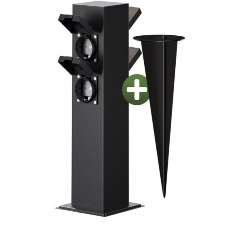 Zahradní zásuvka 38x12,5x12,5cm | černá