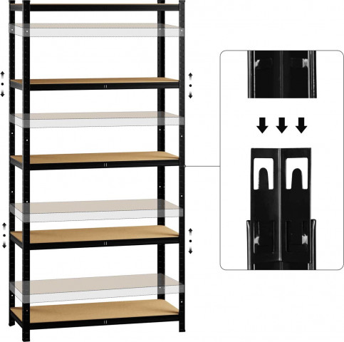 Regál 180x90x40cm | černý č.3